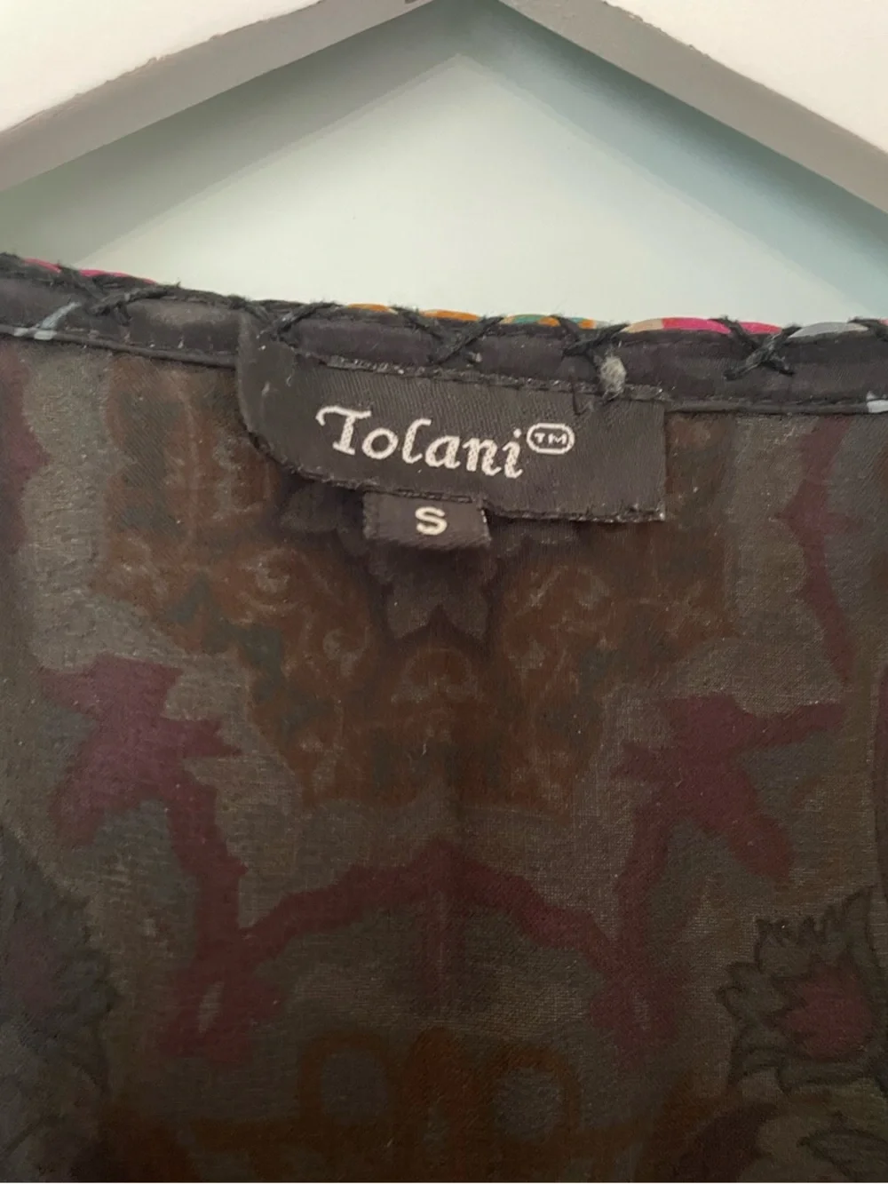 Sundance Tolani Vegan Silk Cupro Floral Embroidered Boho Blouse Top Small